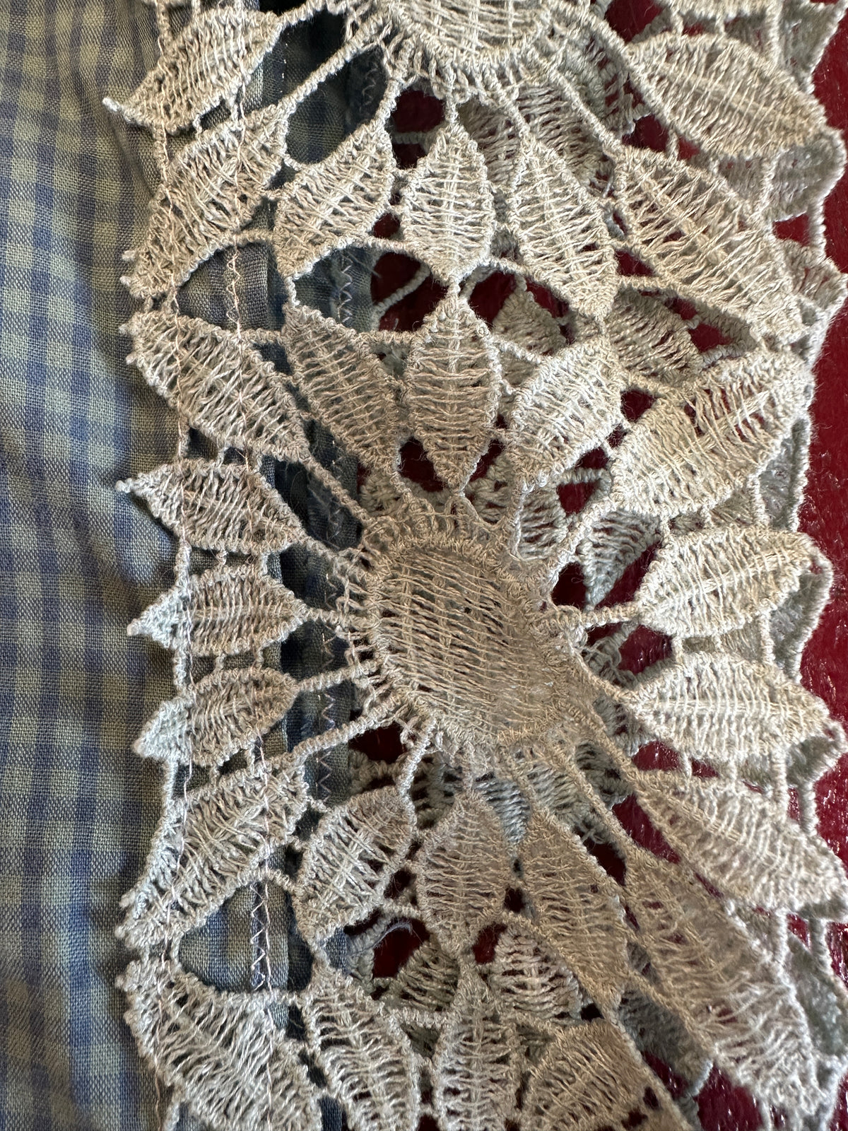 Gingham Crochet Button Front Shirt