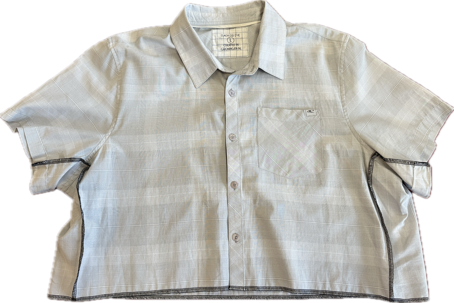 Grey Plaid Short Sleeve Shirt