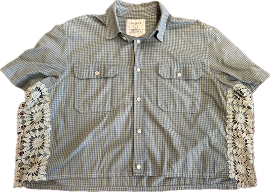 Gingham Crochet Button Front Shirt