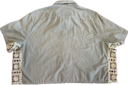Gingham Crochet Button Front Shirt