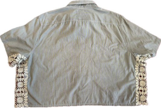 Gingham Crochet Button Front Shirt